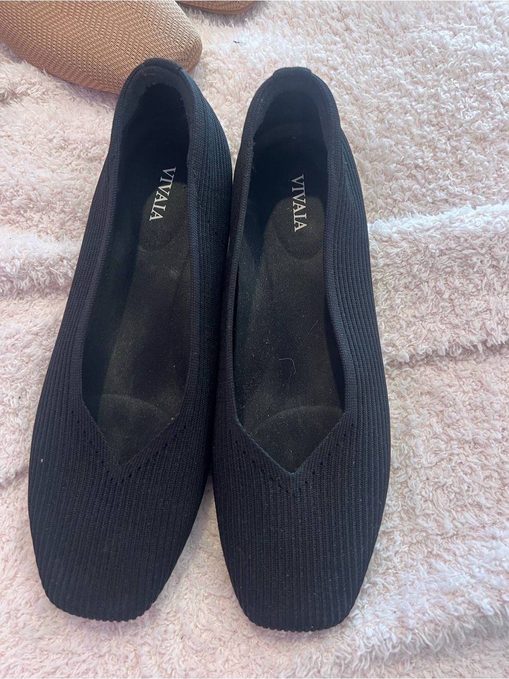 Women's Black VIVAIA v cut square toe slip on flats (Margot 2.0)